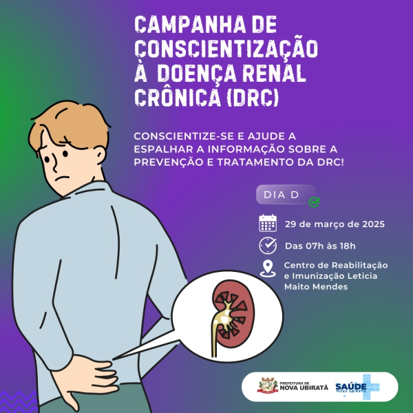 Secretaria de Saúde promove campanha de Prevenção à Doença Renal Crônica (DRC)