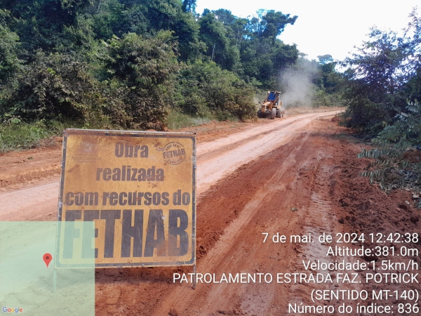 Secretaria de Obras e Infraestrutura está realizando o patrolamento em estradas no município