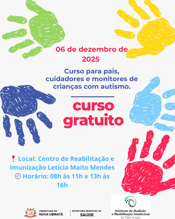 Prefeitura de Nova Ubiratã irá promover curso voltado a pais, cuidadores e monitores de crianças com autismo