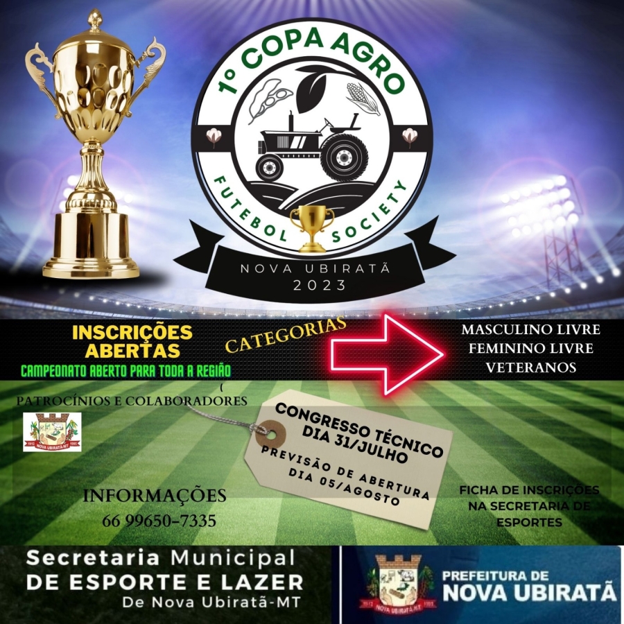 Futebol Society: Estão abertas as inscrições para a 1° Copa Agro 2023 de Nova Ubiratã
