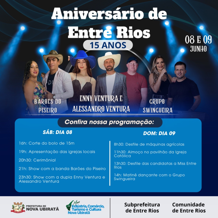 Vem aí, aniversário do distrito de Entre Rios