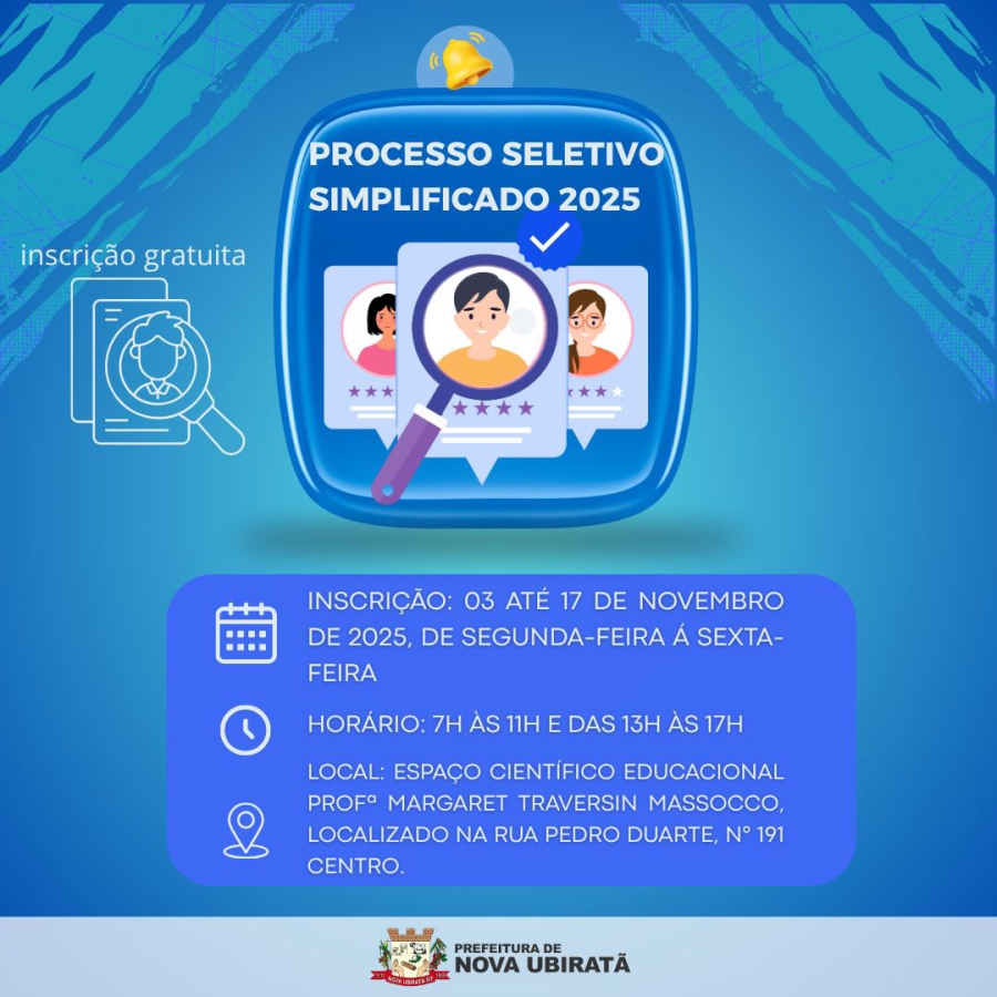 Prefeitura anuncia abertura de inscrições para Processo Seletivo Simplificado 2025