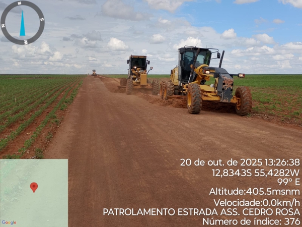 Secretaria de Obras realiza patrolamento e cascalhamento em estradas rurais de Nova Ubiratã