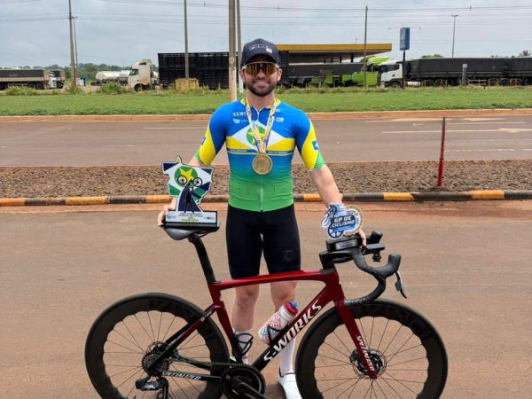 Representando Nova Ubiratã o ciclista Luiz Gustavo Bernardi conquista título Mato-grossense de Ciclismo de Estrada   