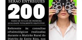 SENAR/MT, em parceria com a Prefeitura Municipal de Nova Ubiratã e o Sindicato Rural, realizará a entrega gratuita de 200 pares de óculos no Distrito de Entre Rios