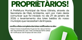 Prefeitura de Nova Ubiratã notifica proprietários para limpeza de terrenos baldios